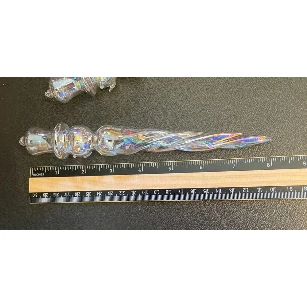 Pier 1‎ Set Of 2 Handblown Iridescent Glass Spiral Snowman Icicles Ornaments 8